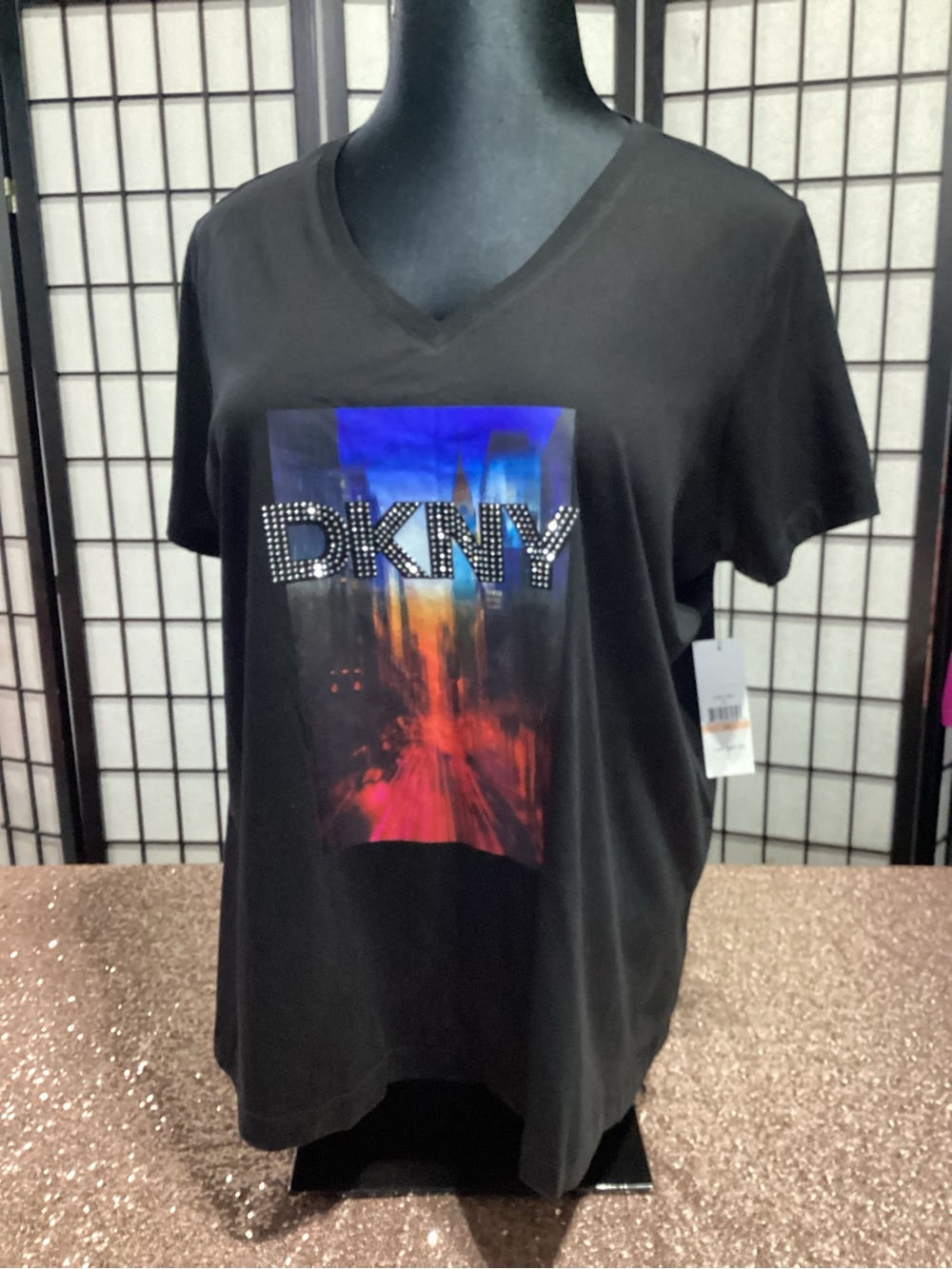 Dkny Black Short-Sleeve Tee with Retail Tag